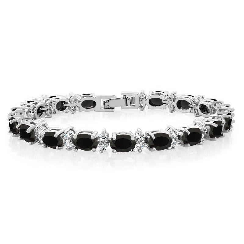 Gem Stone King 20.00 Ct Gorgeous Oval and Round 7 Inch Sparkling Cubic Zirconia CZ Tennis Bracelet For Women - Image 1